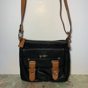 Gently loved Jessica Simpson Crossbody Crossover Shoulder bag Black and Tan